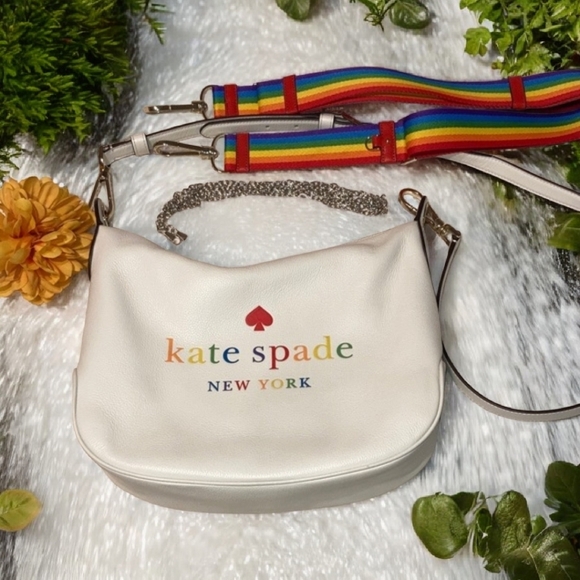 kate spade Handbags - Kate Spade Cream Shoulder Bag with Rainbow Strap